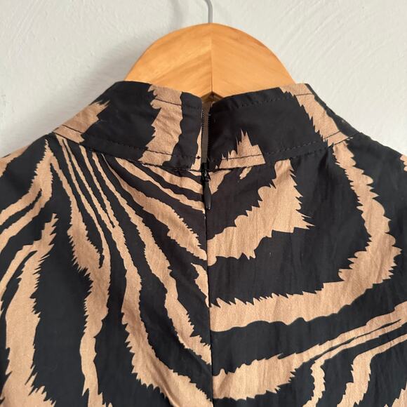 Ganni Puff Sleeve Mini Shirt Dress in Tiger Print - Picture 8 of 11